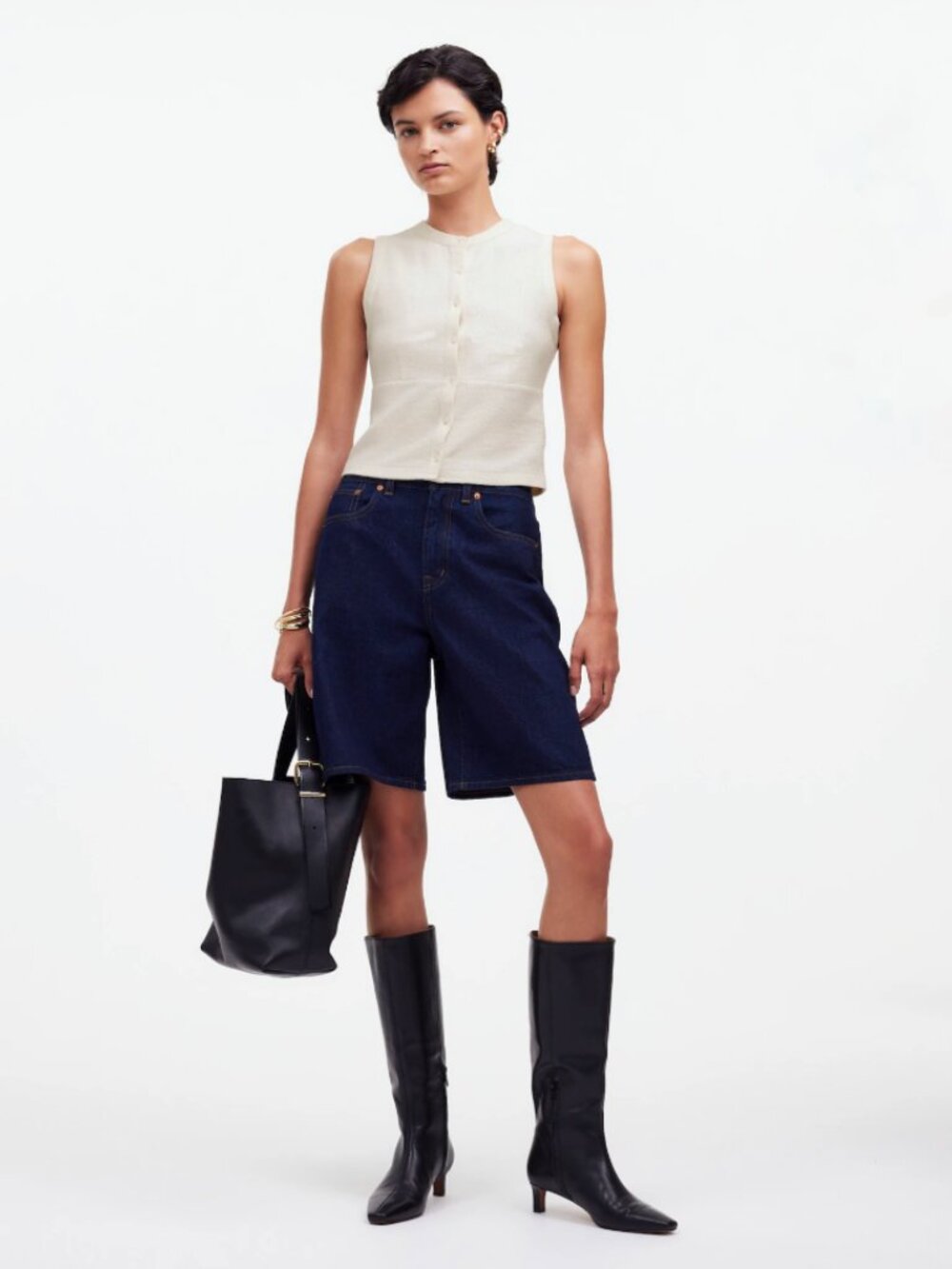 Madewell Split-Crewneck Cardigan Tank • size large • NWT • NP838